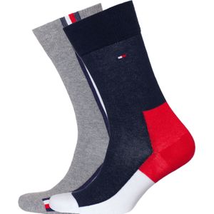 Tommy Hilfiger Iconic Hidden Sock (2-pack), heren sokken katoen, rood-wit-blauw en grijs -  Maat: 43-46