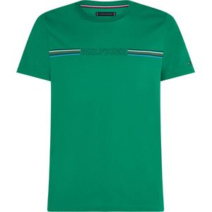 Tommy Hilfiger Stripe Chest Tee, heren T-shirt korte mouw O-hals, groen -  Maat: XXL
