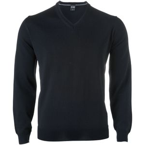 OLYMP modern fit trui wol, V-hals, zwart -  Maat: 3XL