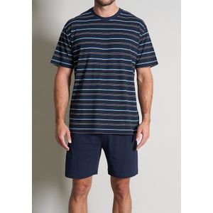Gotzburg heren shortama O-hals, donkerblauw gestreept