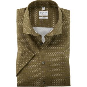 OLYMP Level 5 body fit overhemd, korte mouw, popeline, messing dessin