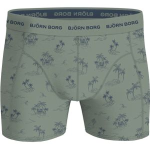 Bjorn Borg Cotton Stretch boxers, heren boxers normale lengte (1-pack), groen en blauw palmbomen dessin - Maat: L