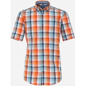 3 voor 99 | Redmond comfort fit overhemd, korte mouw, popeline, blauw geruit 51/52