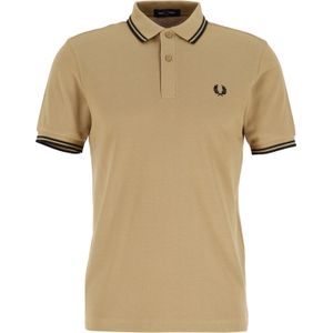 Fred Perry M3600 polo twin tipped shirt, pique, Warm Stone / Black