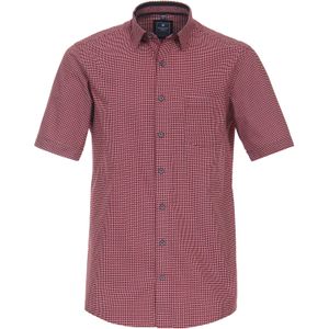 3 voor 99 | Redmond comfort fit overhemd, korte mouw, popeline, rood dessin
