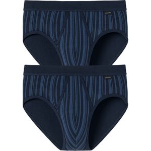 SCHIESSER Original Classics sportslips (2-pack), Feinripp met gulp, donkerblauw gestreept -  Maat: XXL