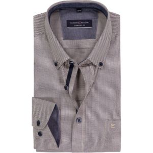 CASA MODA - Sport Comfort Fit - Overhemd - Bruin met Beige Mini Dessin - Strijkvriendelijk