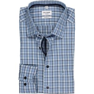 OLYMP Tendenz modern fit overhemd, blauw met wit geruit (contrast) 46