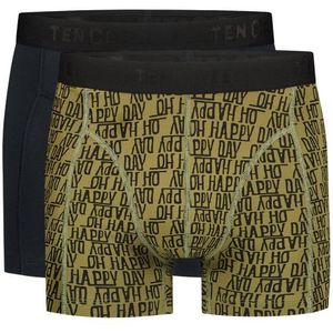 TEN CATE Basics men shorts (2-pack), heren boxers normale lengte, zwart en groen dessin -  Maat: M