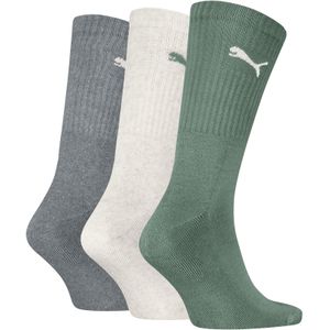 Puma Crew Sock (3-pack), unisex sokken, grijsgroen, oatmeal, grijs