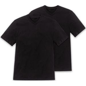 SCHIESSER American T-shirt (2-pack), heren shirt korte mouw jersey v-hals zwart -  Maat: M