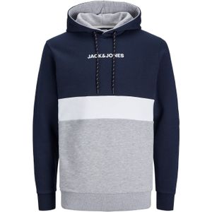 JACK & JONES Reid blocking sweat hood regular fit, heren hoodie katoenmengsel met capuchon, blauw