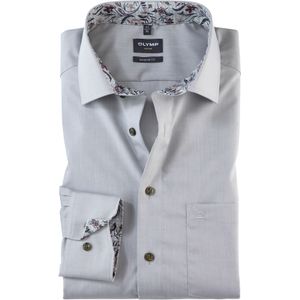OLYMP modern fit overhemd, mouwlengte 7, chambray, licht grijsgroen
