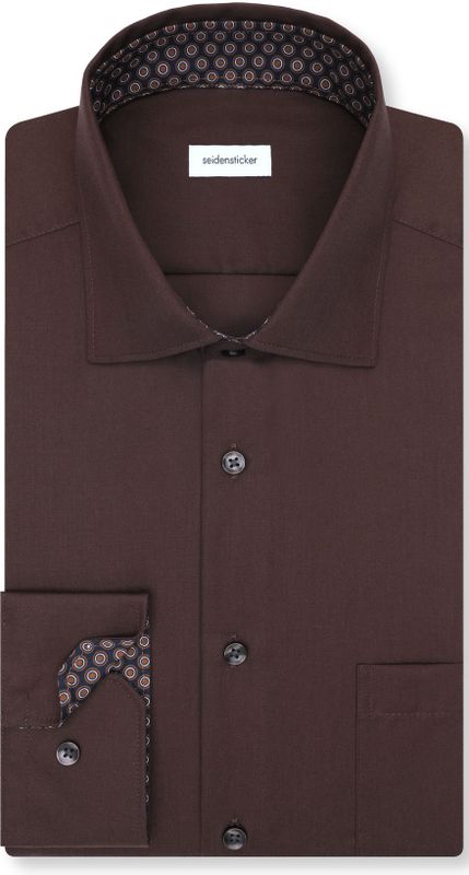 Seidensticker - 845546 - Chemise - Bruin - Lange Mouwen - Coupe Droite