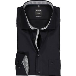OLYMP Luxor modern fit overhemd, mouwlengte 7, zwart (contrast) 48