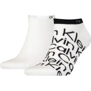 Calvin Klein Sneaker All Over Print (2-pack), heren enkelsokken, wit dessin -  Maat: 39-42