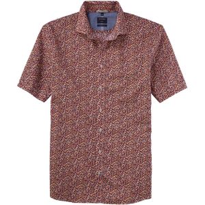 OLYMP Casual modern fit overhemd, korte mouw, popeline, rood dessin