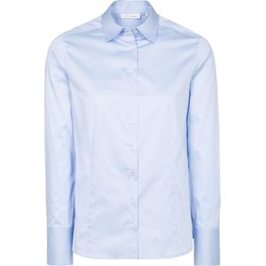 ETERNA dames blouse modern classic, stretch satijnbinding, lichtblauw -  Maat: 50