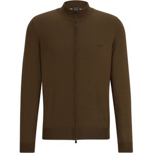 BOSS Balonso regular fit vest wol, heren vest middeldik, bruin-groen