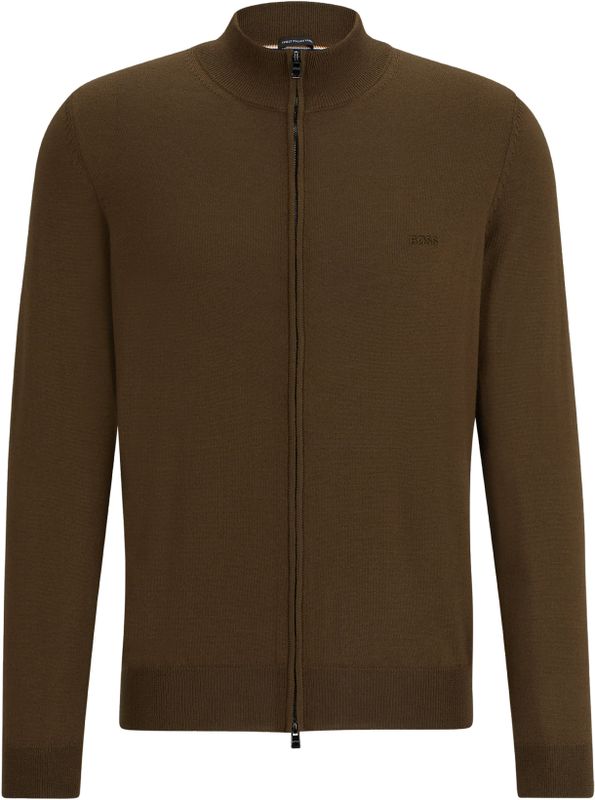 BOSS - Balonso - Vest - Bruin-Groen - Regular Fit - Wol