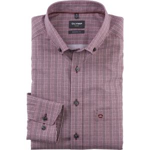 OLYMP Luxor modern fit overhemd, popeline, donkerrood geruit