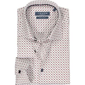 Ledub modern fit overhemd, wit met blauw en rood dessin 46