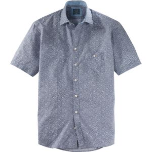 OLYMP Casual modern fit overhemd, korte mouw, popeline, marineblauw dessin
