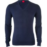 OLYMP Level 5 body fit trui wol met zijde, V-hals, marine blauw -  Maat: L