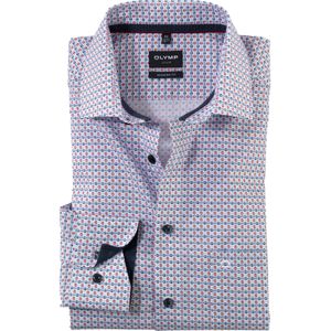 OLYMP Luxor modern fit overhemd, popeline, rood dessin