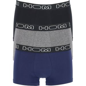 HOM Boxerlines Basic boxer Brief (3-pack), heren boxers kort, zwart, blauw, grijs -  Maat: S