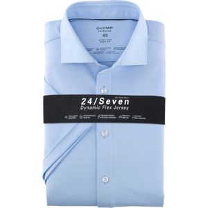 OLYMP 24/7 Level 5 body fit overhemd, korte mouw, popeline, bleu gestreept 45
