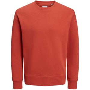 JACK & JONES Star basic sweat crew neck regular fit, heren sweatshirt katoenmengsel met O-hals, warm oranje