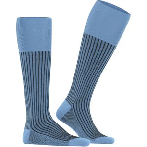 FALKE Oxford Stripe heren kniekousen, blauw (cornflower blue) -  Maat: 41-42