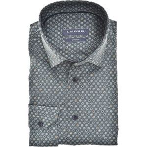 Ledub modern fit overhemd, mouwlengte 72 cm, popeline, donkergroen dessin