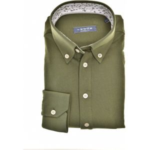 Ledub modern fit overhemd, tricot weving, middengroen