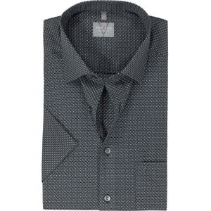 MARVELIS - Comfort Fit - Overhemd - Zwart Dessin - Korte Mouw - Popeline