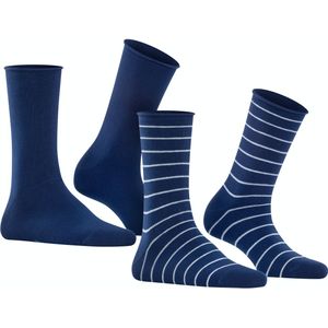 FALKE Happy Stripe 2-Pack damessokken, blauw (royal blue)
