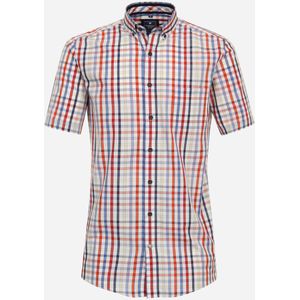 3 voor 99 | Redmond comfort fit overhemd, korte mouw, popeline, rood geruit 39/40