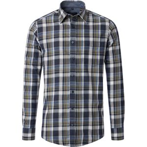 CASA MODA Sport casual fit overhemd, dobby, blauw met wit en groen geruit