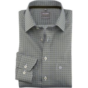 OLYMP Luxor comfort fit overhemd, popeline, lindegroen dessin