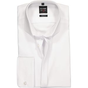 OLYMP Level 5 body fit overhemd, smoking overhemd, wit structuur met Kent kraag 38
