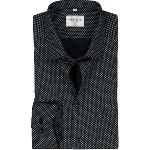 MARVELIS modern fit overhemd, mouwlengte 7, popeline, zwart dessin