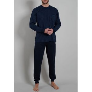 Gotzburg heren pyjama O-hals, donkerblauw dessin