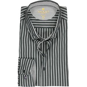 3 voor 99 | Redmond modern fit overhemd, poplin, antraciet met wit gestreept (contrast) 41/42