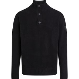 Calvin Klein heren schipperstrui wolmengsel, Lycra Blend Button Quarter Zip, zwart -  Maat: XXL