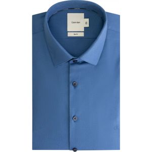 Calvin Klein slim fit overhemd, structuur, middenblauw