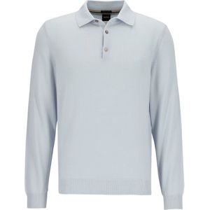 BOSS Bono regular fit trui wol, heren trui middeldik gebreide polo, blauw