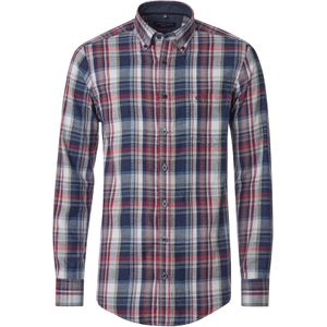 CASA MODA - Sport Casual Fit Overhemd - Blauw Rood Grijs Geruit - Strijkvriendelijk