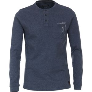 CASA MODA comfort fit T-shirt lange mouw, blauw dessin -  Maat: 6XL