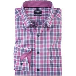 OLYMP Luxor modern fit overhemd, structuur, fuchsia geruit